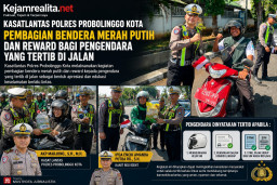Kasatlantas Polres Probolinggo Kota Bagikan Bendera Merah Putih dan Reward bagi Pengendara Tertib