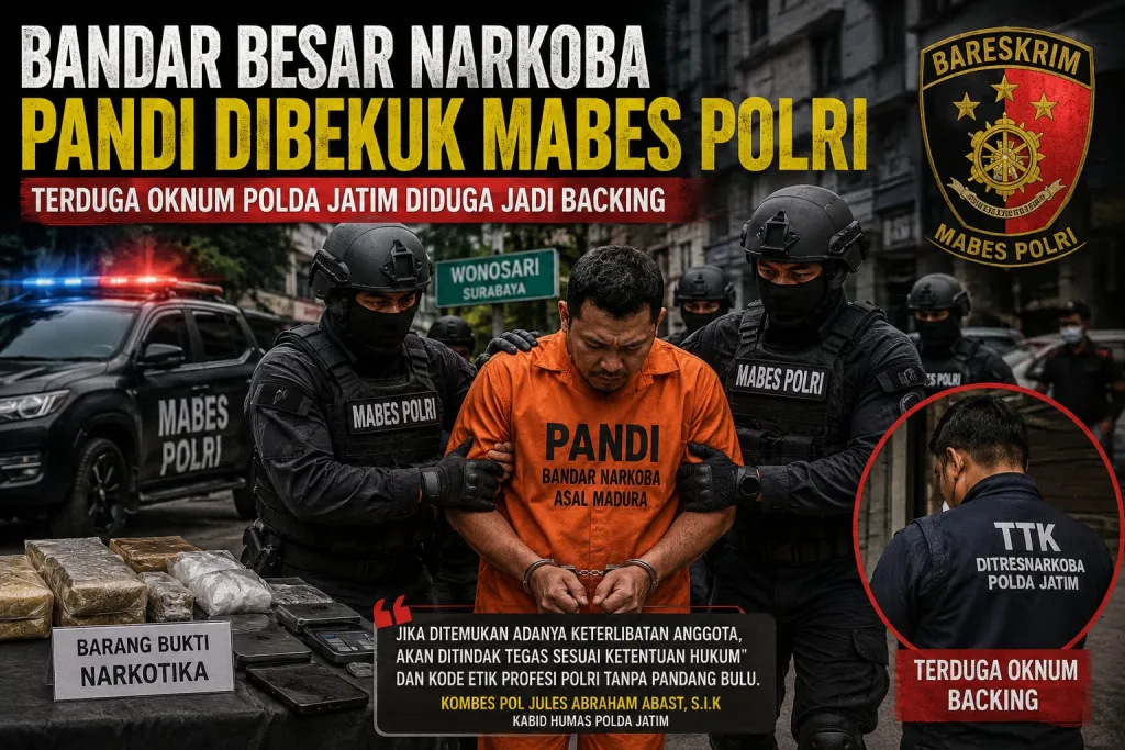 Mabes Polri Tangkap Bandar Narkoba Pandi, Dugaan Oknum Polisi Jatim Terlibat