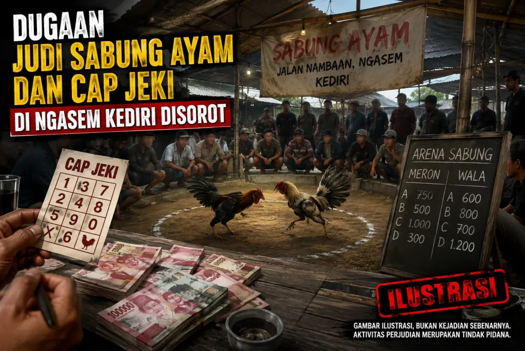Dugaan Judi Sabung Ayam dan Cap Jeki di Ngasem Disorot Tajam, Polres Kediri Didesak Jangan Bungkam!