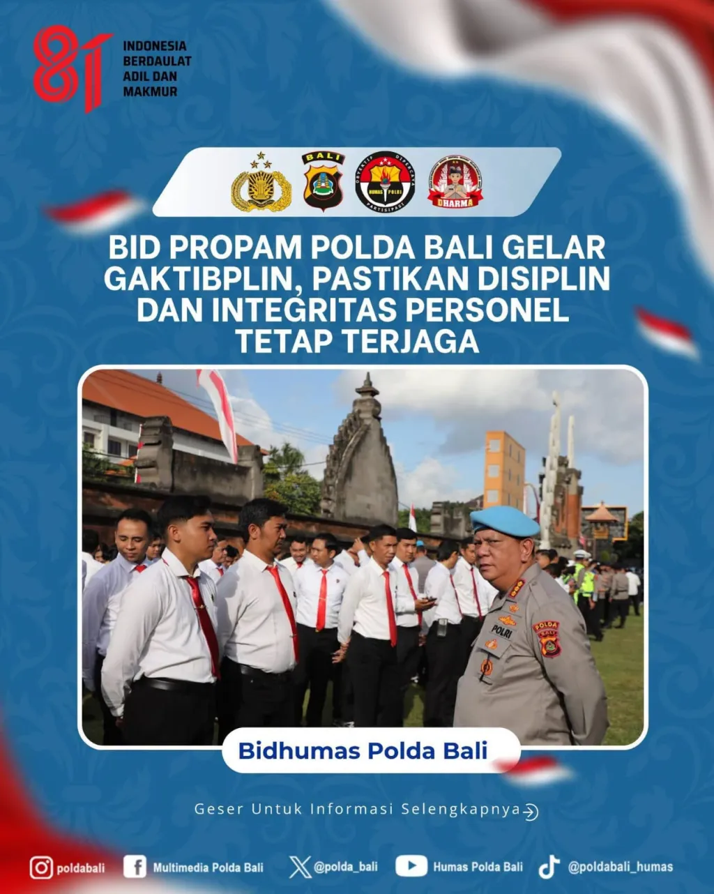 Bid Propam Polda Bali Gelar Gaktibplin, Pastikan Disiplin dan Integritas Personel Tetap Terjaga