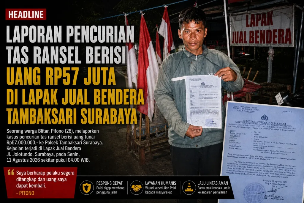 Tas Berisi Rp57 Juta Dicuri di Lapak Bendera, Polisi Diminta Segera Dalami CCTV