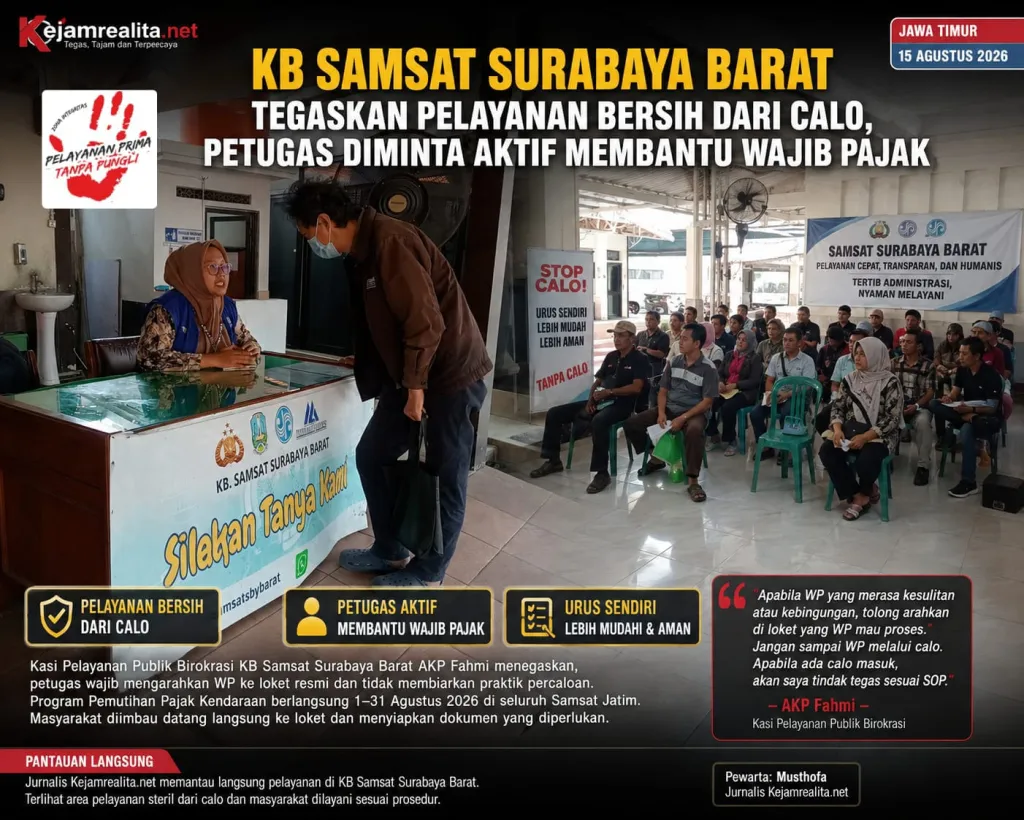 KB Samsat Surabaya Barat Tegaskan Pelayanan Bersih dari Calo, Petugas Diminta Aktif Membantu Wajib Pajak