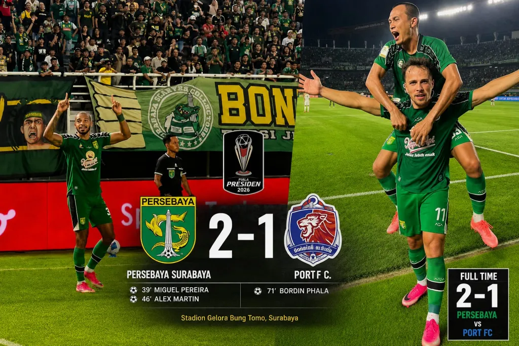 Persebaya Sapu Bersih Fase Grup! Tumbangkan Port FC 2-1 di GBT, Bajul Ijo Juara Grup 2 dan Siap Hadapi Arema FC di Semif