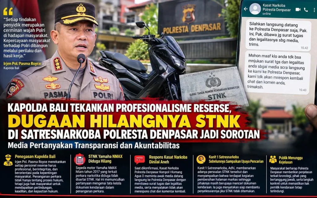 STNK Yamaha NMAX Diduga Hilang dalam Penanganan Perkara Narkotika, Polresta Denpasar Diminta Beri Klarifikasi