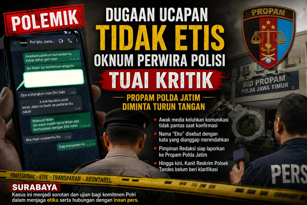 Dugaan Pelanggaran Etik Kanit Reskrim Polsek Tandes Jadi Sorotan, Pimpinan Media Siapkan Laporan ke Propam Polda Jatim