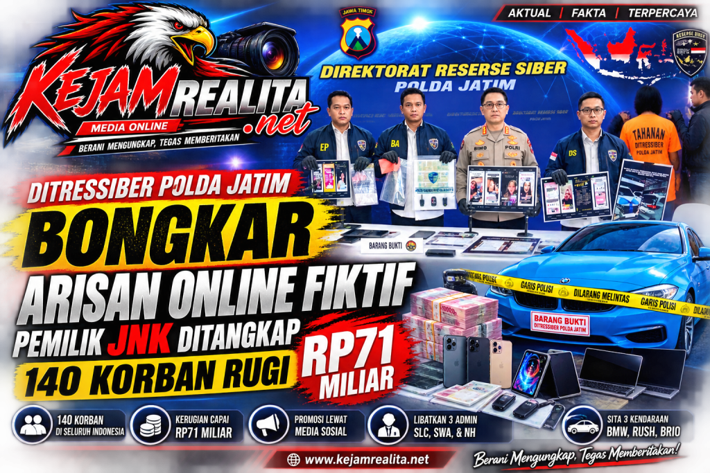 Arisan Online Fiktif Rp71 Miliar Terbongkar, Polda Jatim Amankan Pemilik dan Ungkap 140 Korban