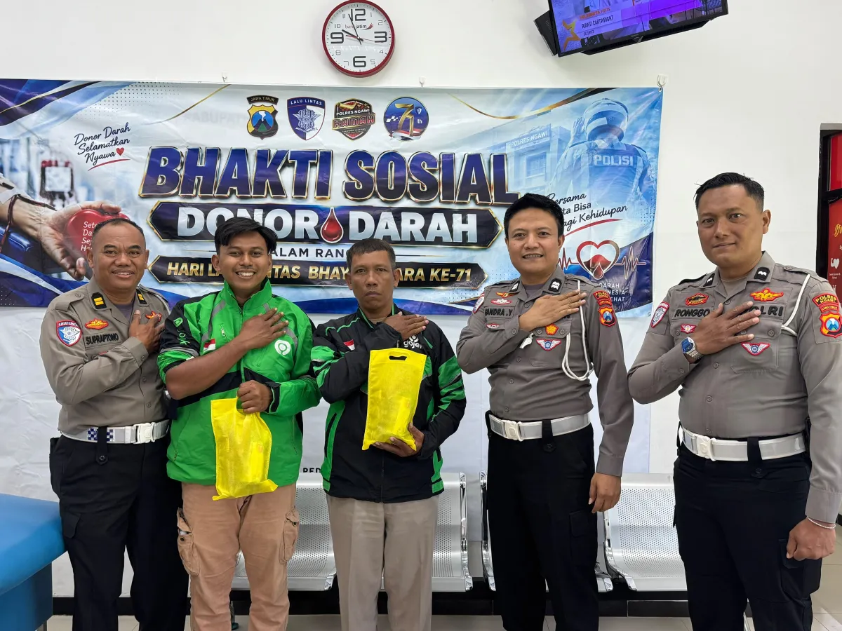 Setetes Darah, Sejuta Manfaat, Satlantas Polres Ngawi Gelar Donor Darah HUT Lalu Lintas Bhayangkara ke-71