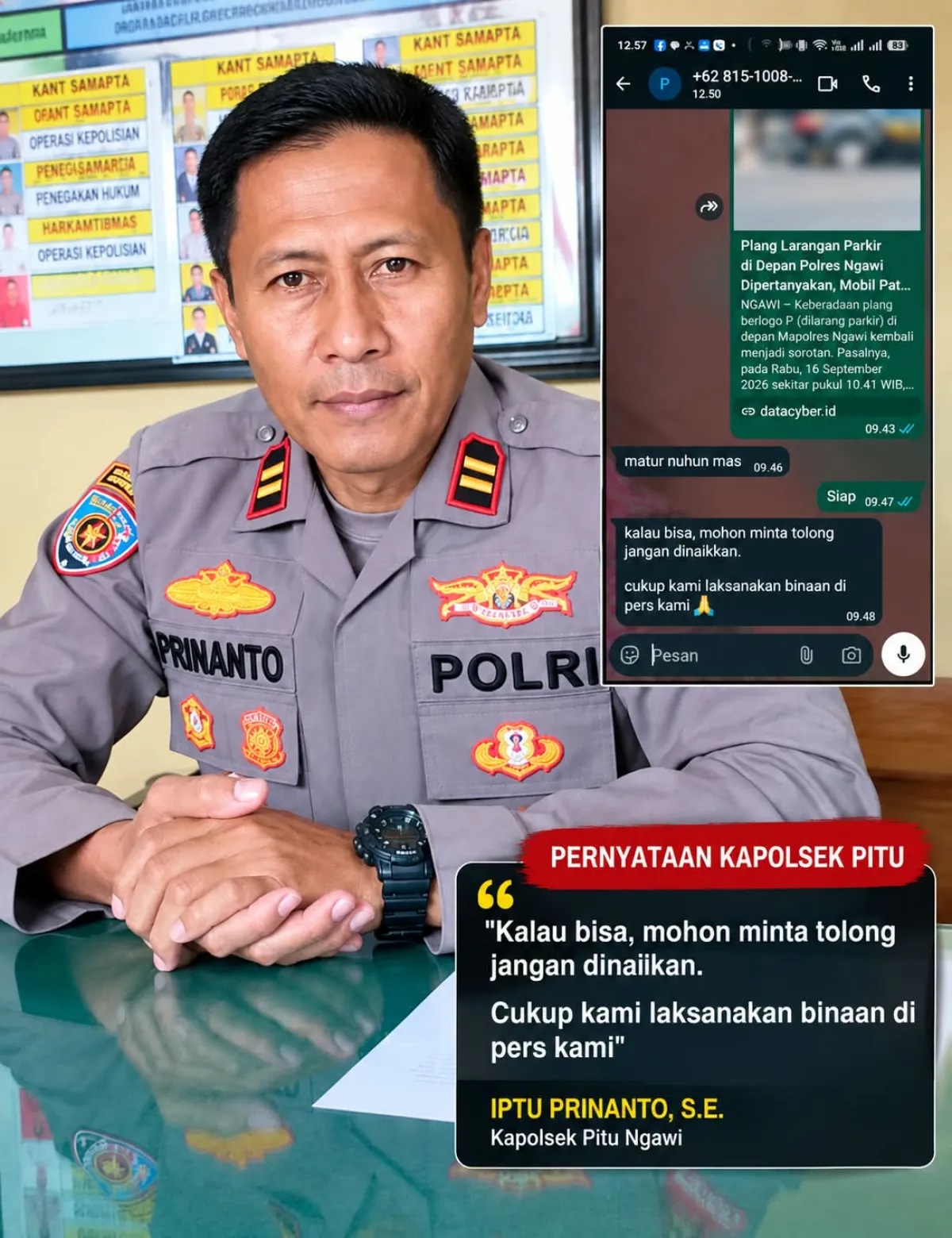Kapolsek Pitu Minta Pers Tak Menaikkan Berita, Publik Pertanyakan Penerapan Aturan Parkir